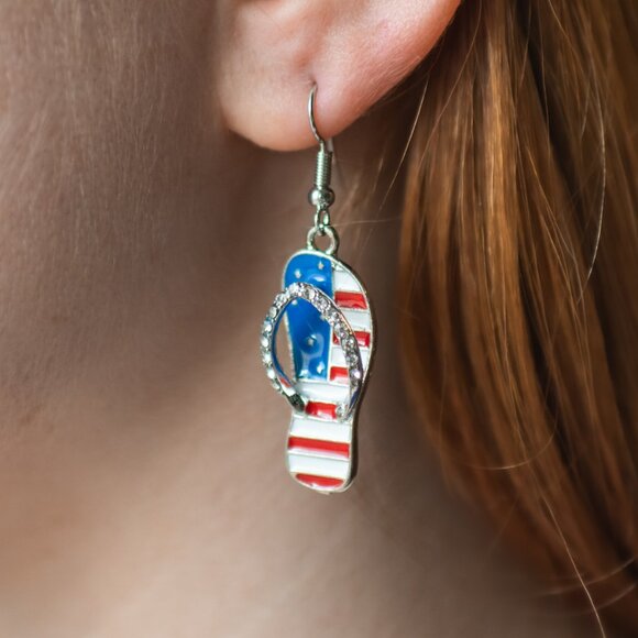 United States of America Shoe, Sandal Earrings American Flag, USA 4th of July - - Picture 2 of 10